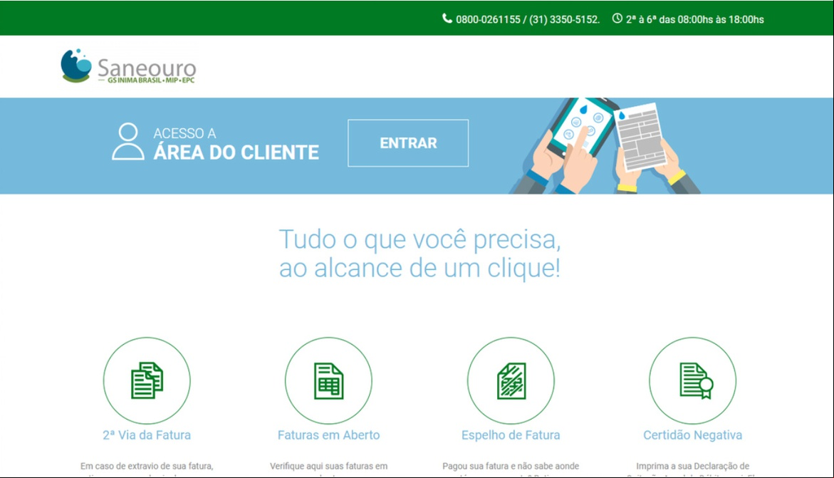 Saneouro facilita atendimento com site de serviços online