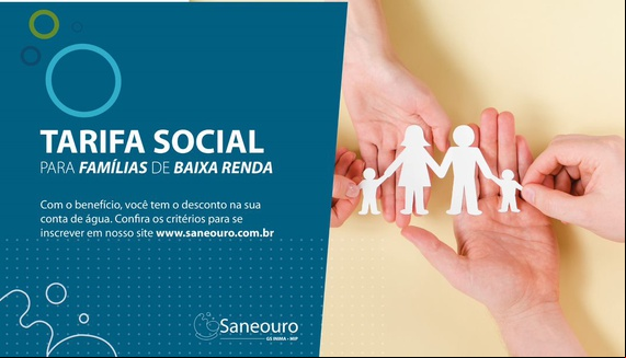 FAMÍLIAS DE BAIXA RENDA TÊM DIREITO À TARIFA SOCIAL DE ÁGUA EM OURO PRETO